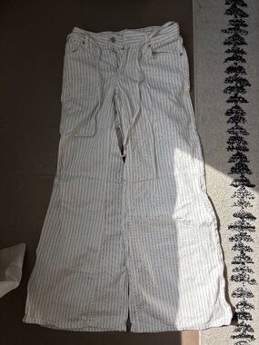 Pinstripe denim jeans